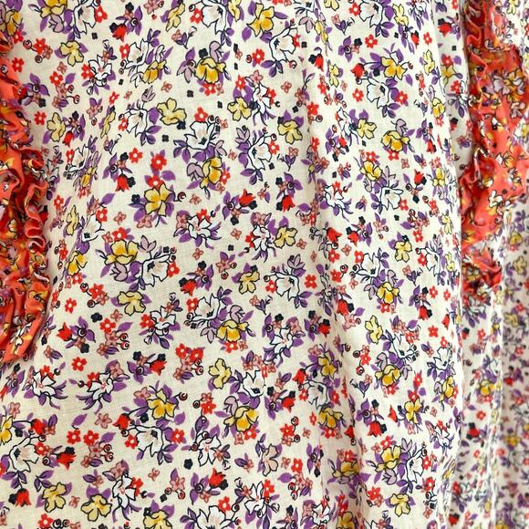 Ann Taylor – Petite Pink Ditsy Floral Ruffle Blouse - Picture 8 of 11